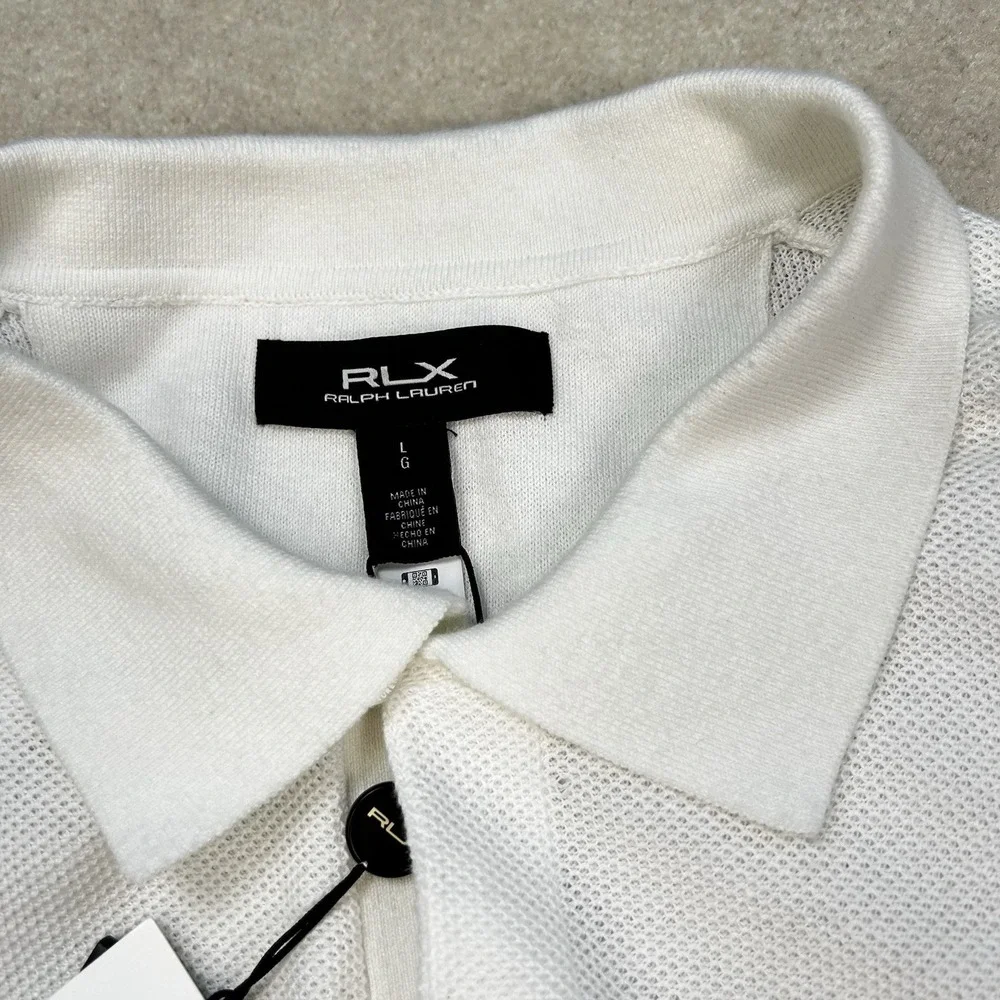 RLX Ralph Lauren Sweater Polo Shirt Mens L Knit Short Sleeve Loop Collar Golf